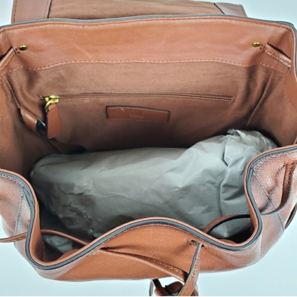 NWT FRYE Olivia Large Backpack Cognac Drawstring - Picture 7 of 8